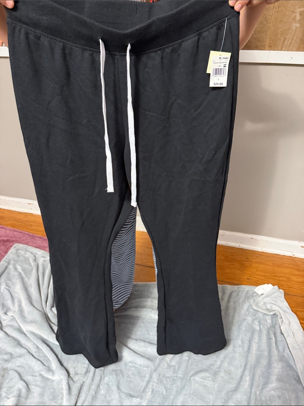 Ultra Flirt Black Wide-Leg Sweatpants with White Drawstring